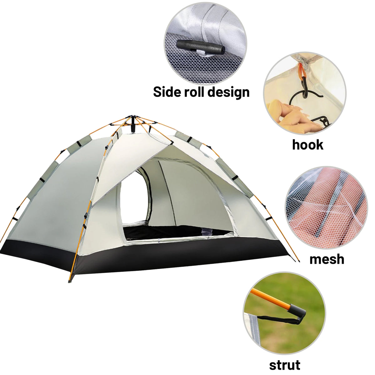 Silver Compact Auto-Tent Sunshade for 3-4 People