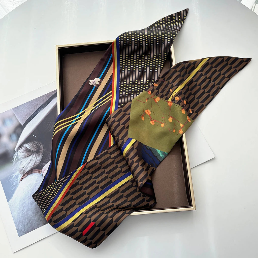 Skinny Silk Scarf Neckerchief Hair Band Handbag Tie