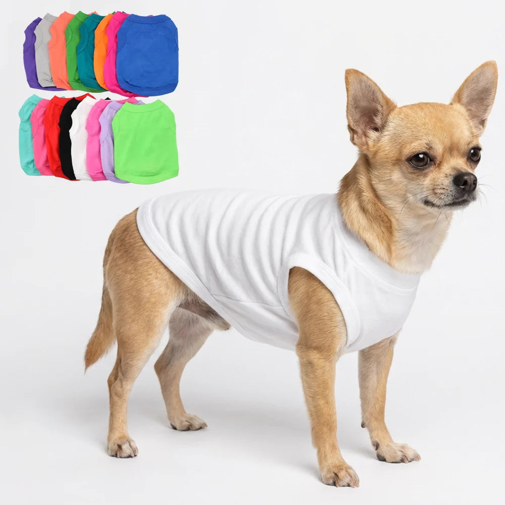 Soft Cotton Blank Dog Shirt, Breathable Spring Summer Pet Apparel, Lightweight Plain Dog T Shirt for Small to Large Dogs