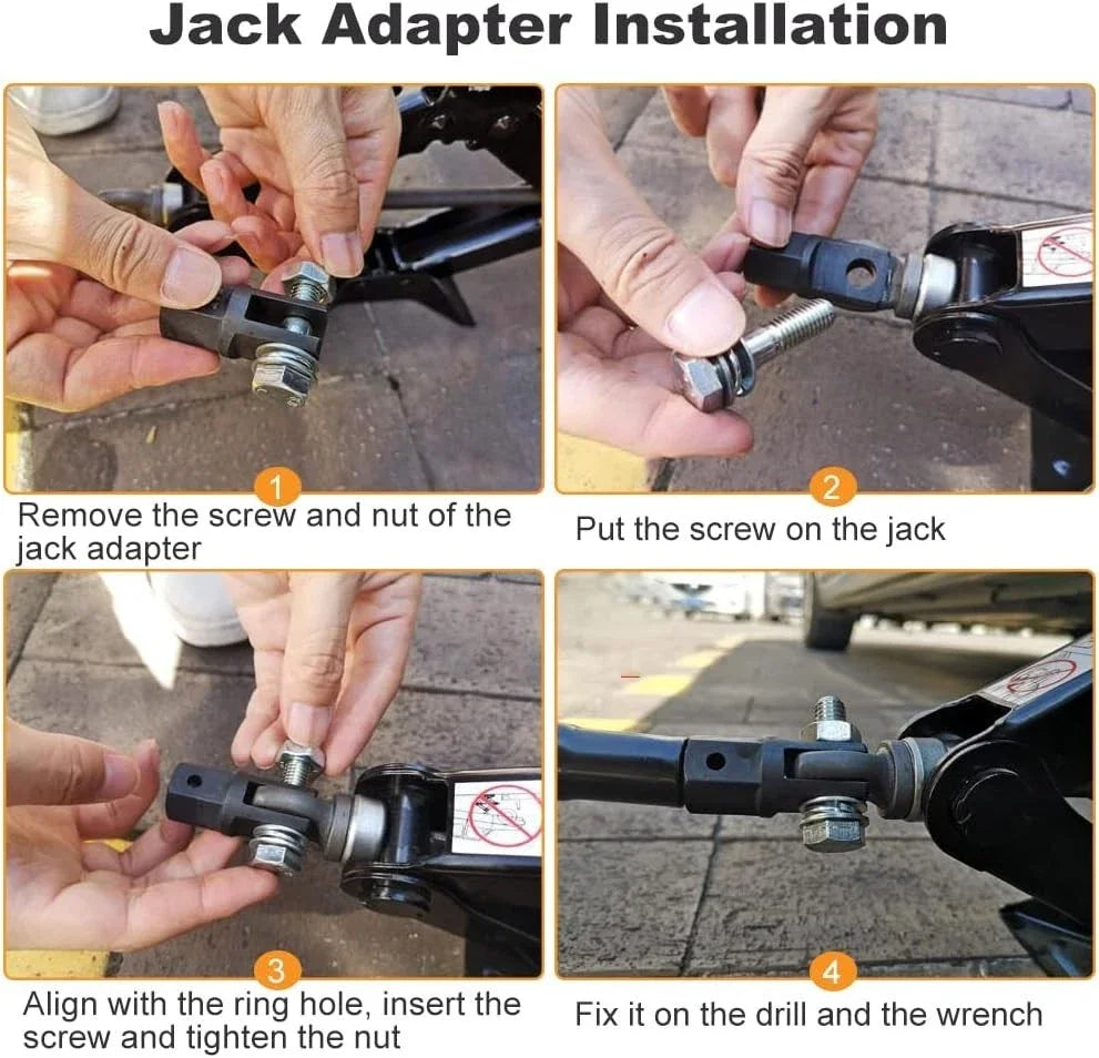 1/2 Inch Universal Scissor Jack Adapter Chrome Vanadium Steel Wrench Socket Auto Drill Connection Tool