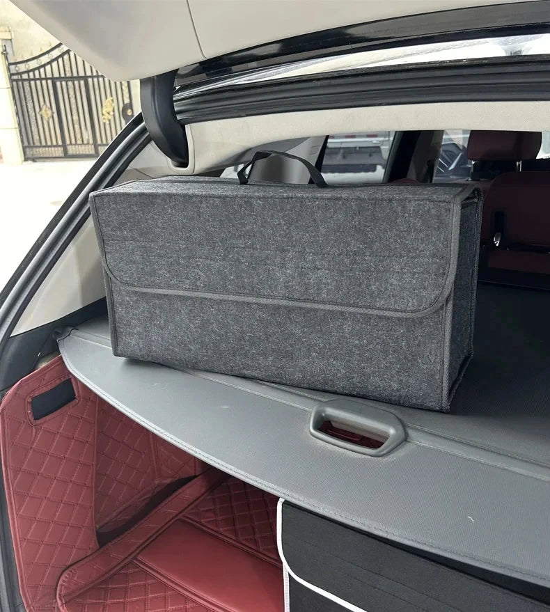 Felt Car Trunk Storage Box Organizer Grey close-up view
