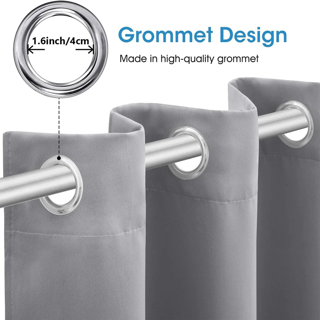 4PCS Blackout Curtains Grommet Top For Bedroom