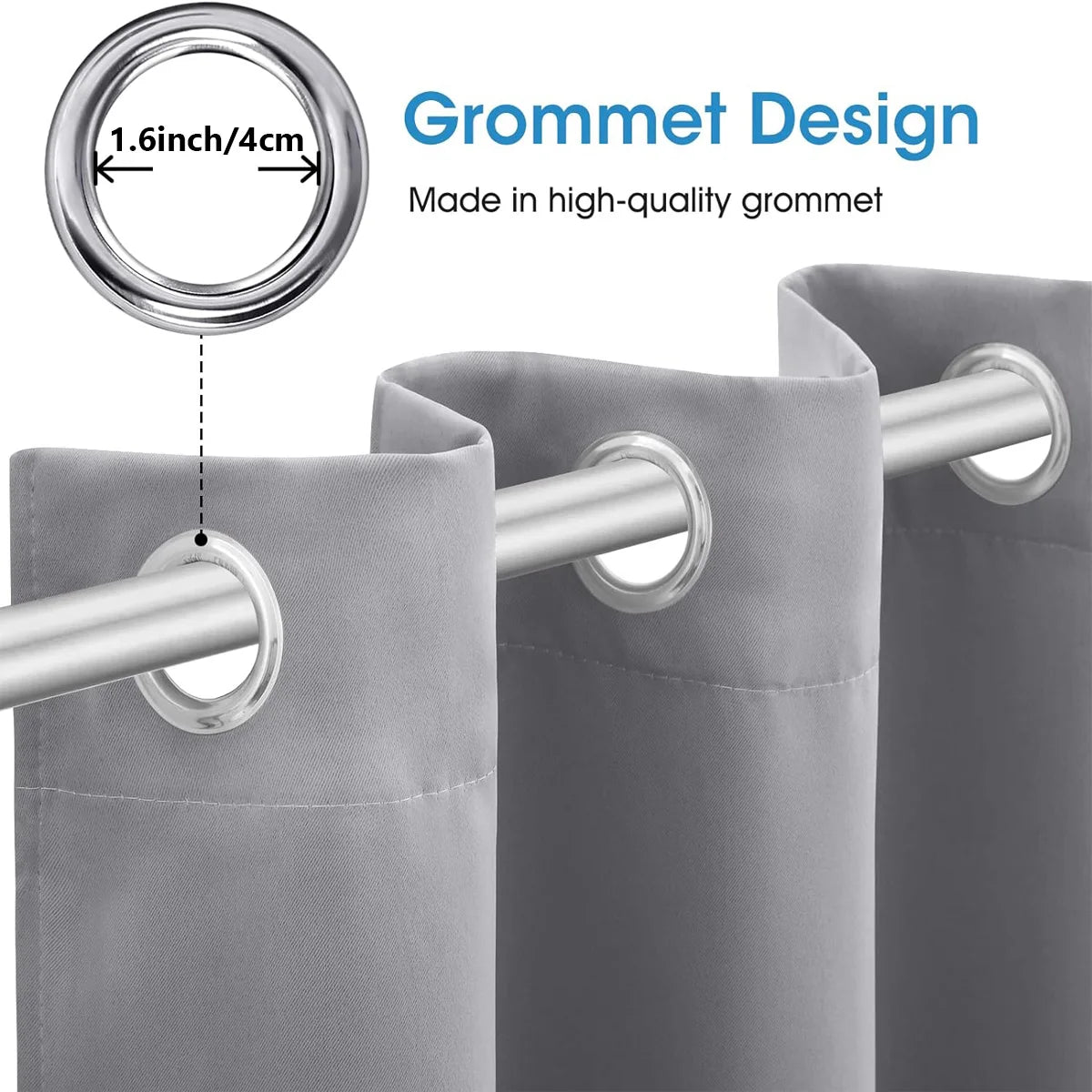 4PCS Blackout Curtains Grommet Top For Bedroom