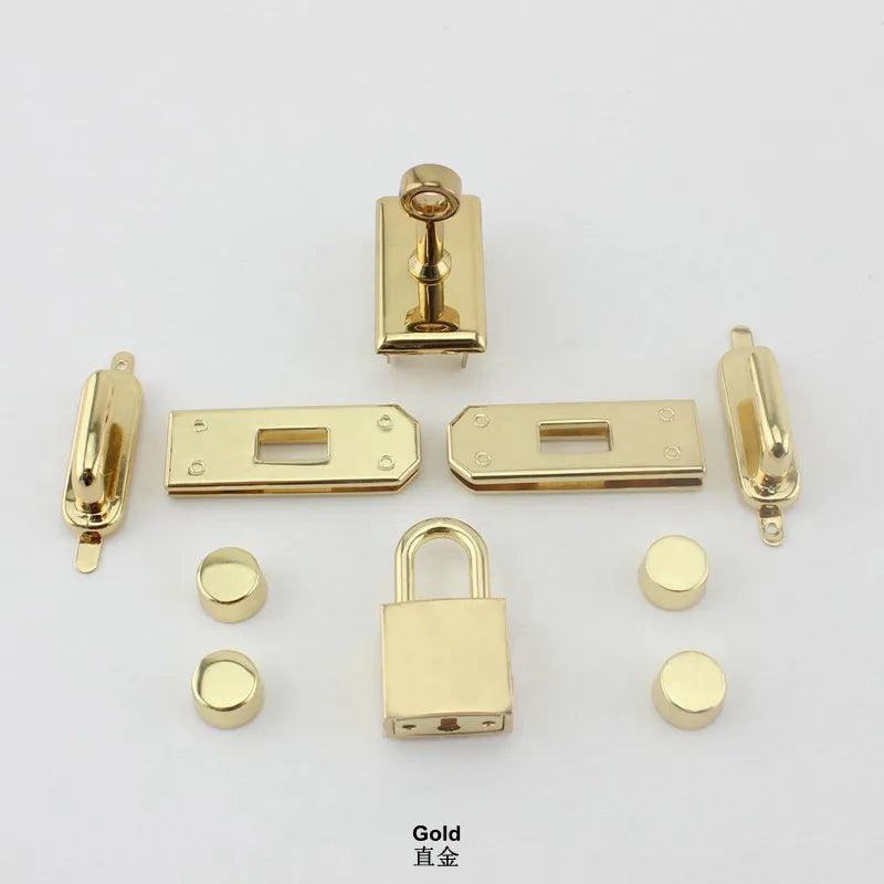 1-5Sets Metal Rectangle Eyelets Locks Hanger Panel Woman Bags Handbags Purse Hardware alternate view