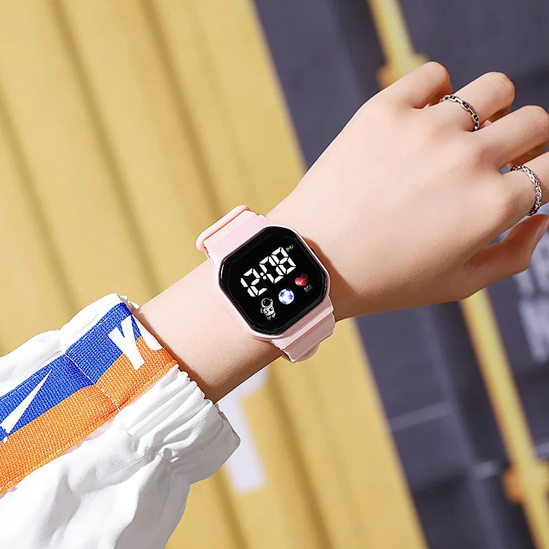 Kids Sport LED Digital Watch Silicone Strap Waterproof close-up view