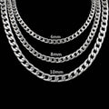 LUXUSTEEL 6/8/10mm Stainless Steel Mixed Color Necklace For Women Men Curb Cuban Chain H detail view
