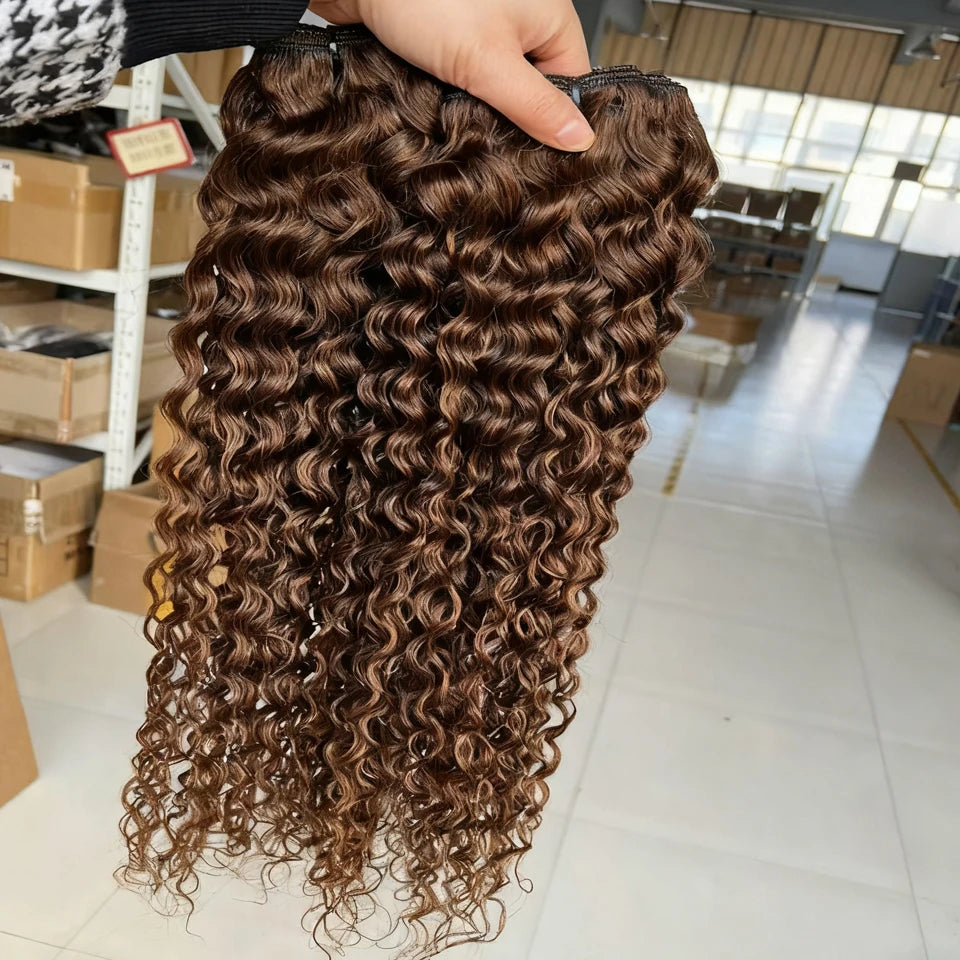 #4 Chocolate Brown Water Wave Human Hair Bundles 10-30 Inch
