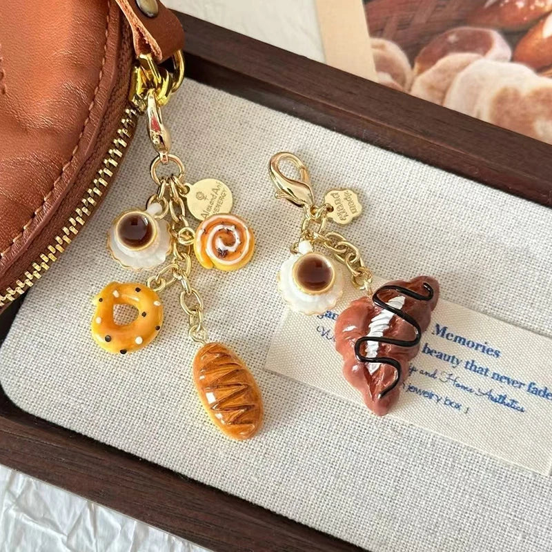 Creative Unique Doughnut Bread Coffee Phone Charm Strap Pendant Lanyard Simulated Foo alternate view