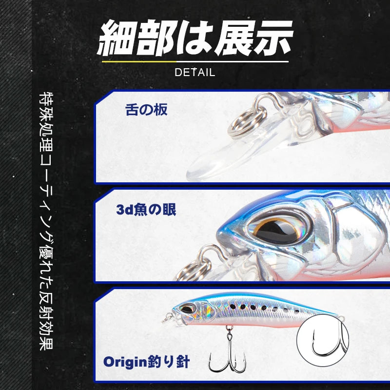 D1 Minnow Fishing Lure 77mm 8.4g Suspending ABS Jerkbait