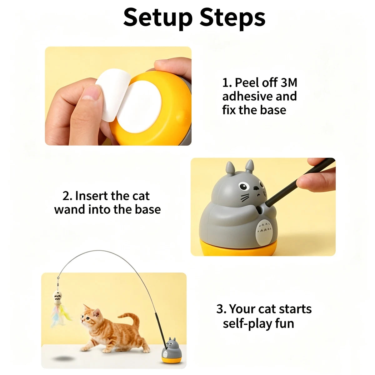 Rotating Feather Cat Wand Interactive Teaser Toy