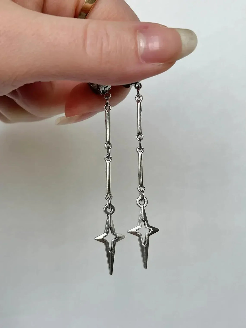 Gothic Cross Star Drop Earrings Zinc Alloy Punk Rivet