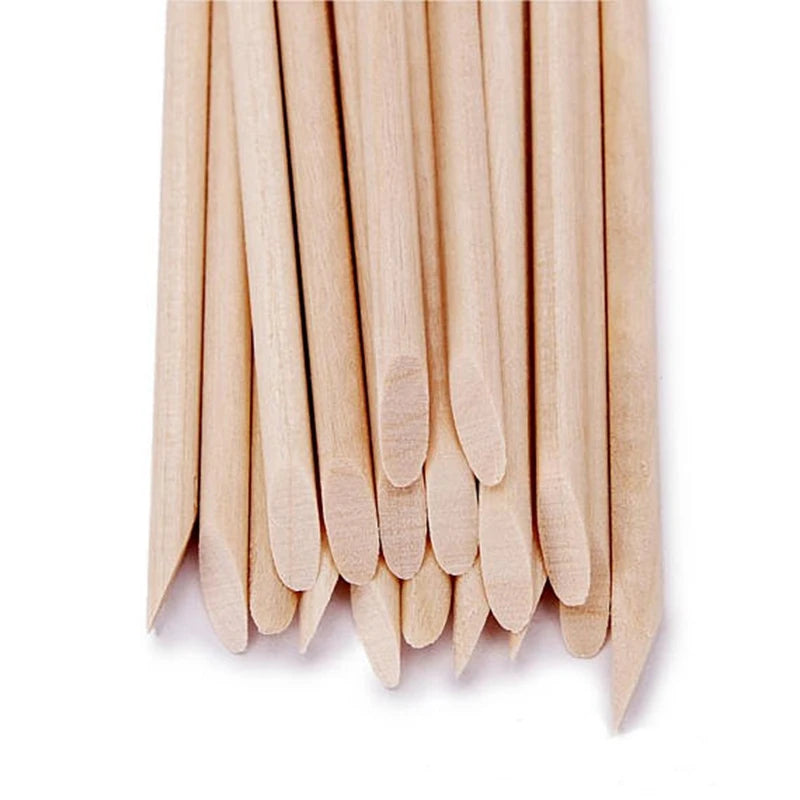 500/100Pcs Orange Wood Sticks for Nails BULK Double Sided Cuticle Pusher Remover Nail Art Manicure Pedicure Tool for Manicure Pe