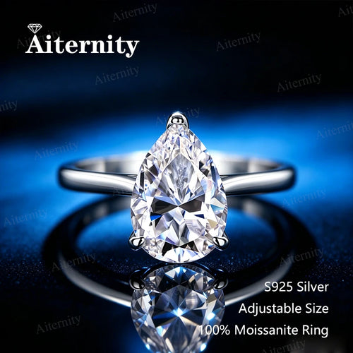 0.5-2CT Pear/Oval/Radiant Moissanite Rings For Women Real S925 Silver with GRA Certificate Passed Di