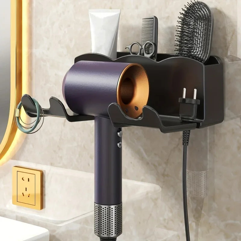 Wall Mounted Hair Dryer Bracket, Non-Perforated Bathroom Rack