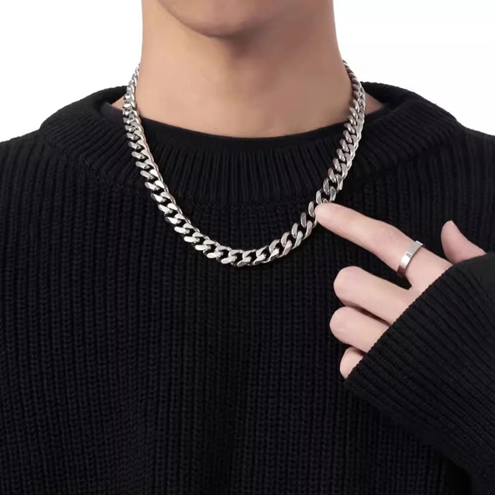 Stainless Steel Cuban Link Chain Necklace 3mm 5mm 7mm