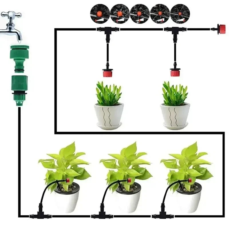 Automatic Watering Garden Hose Micro Drip Kit Adjustable Nozzle
