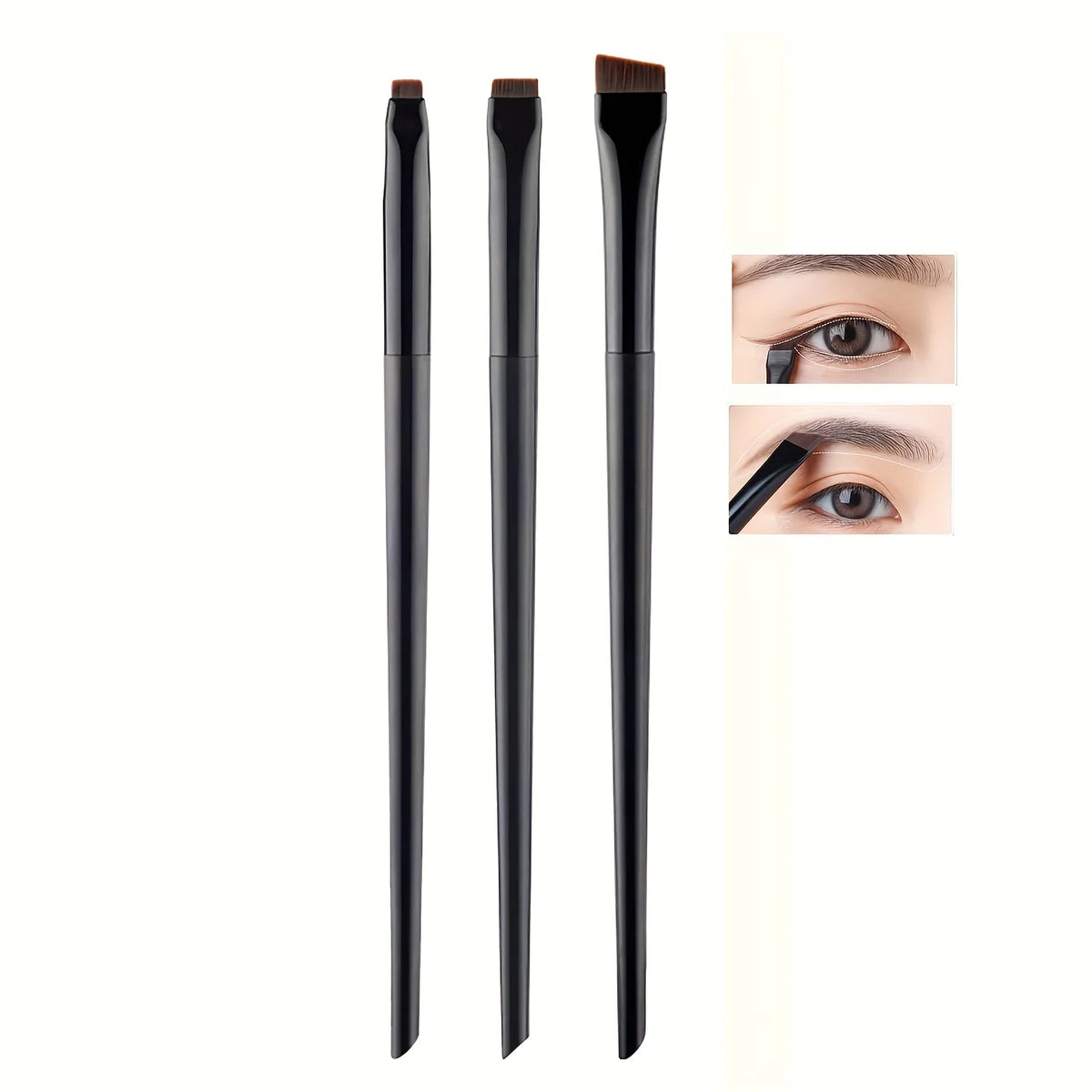 3pcs Blade Eyeliner Brush Set, Fine Oblique Head Eyebrow & Eye Shadow Brush additional angle