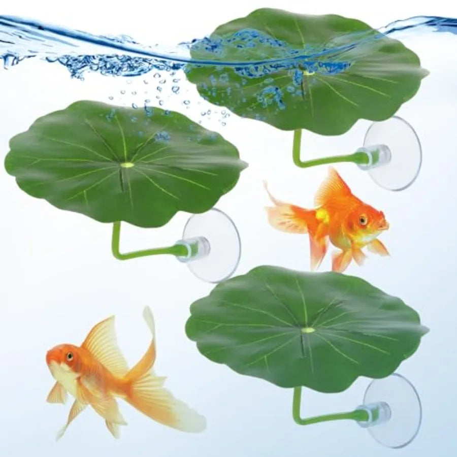 3 Pcs Green Plastic Betta Leaf Hammock for Aquarium with Suction Cup