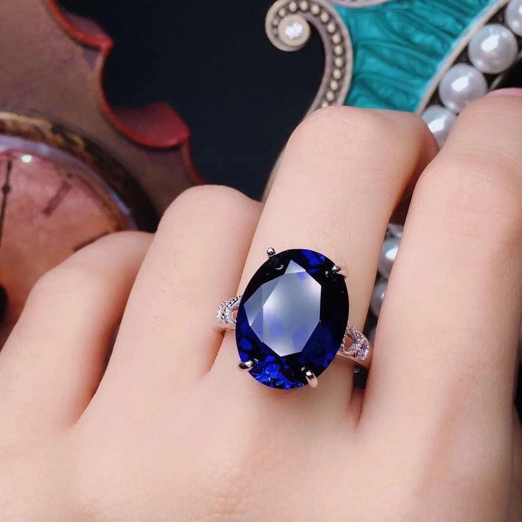 925 Pure Silver Best-Selling New Product - Blue sapphire Gemstone Open-Ended Ring for lifestyle view