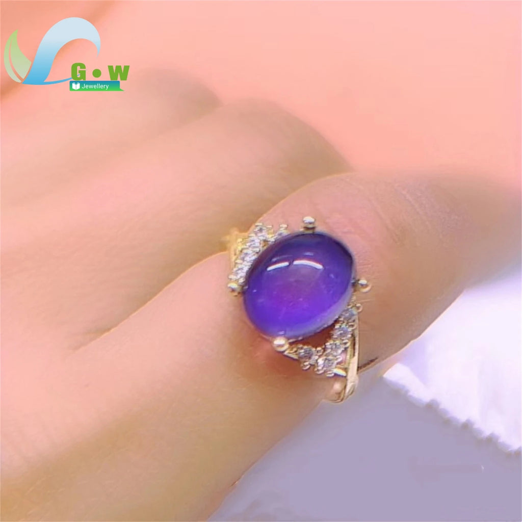 Simple Elegant Thermochromic Ring Open Gradient Color Shift Fashion Jewelry for Ladies Adjustable Size Delicate Stone Gift