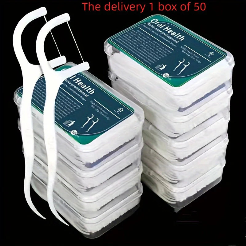 Disposable Dental Floss Picks 50pcs Plastic