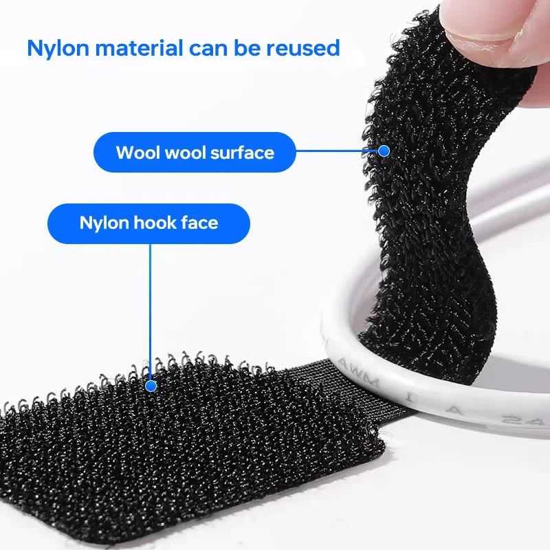Reusable Adhesive Cable Management Straps 20 Pcs close-up view