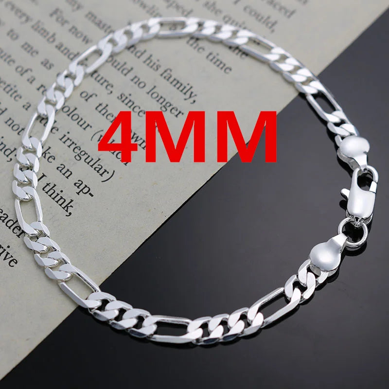 925 Sterling Silver 4MM Necklace and Bracelet Set alternate view