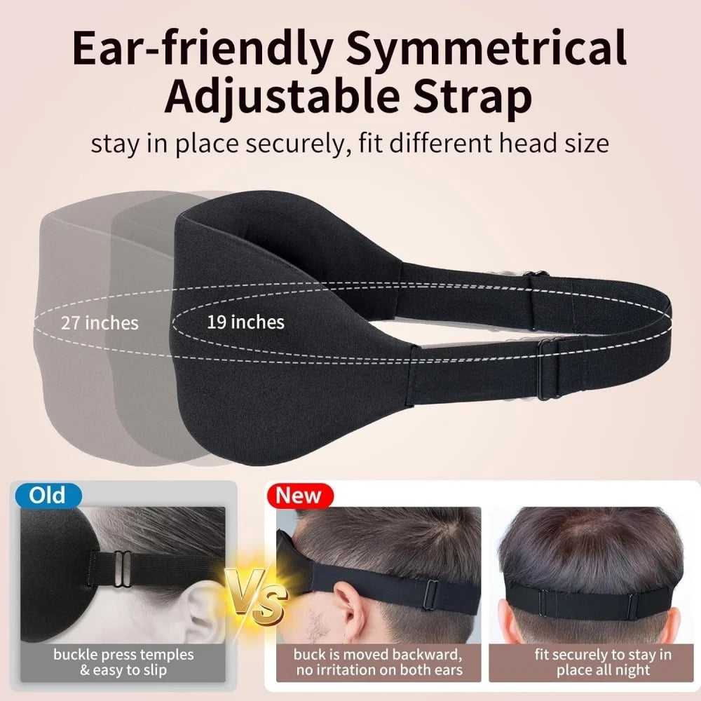 3D No-Pressure Eye Mask Adjustable Breathable Light Blocking Black Eye Mask for Men Women Travel Night Sleeping Aid Sleep Patch