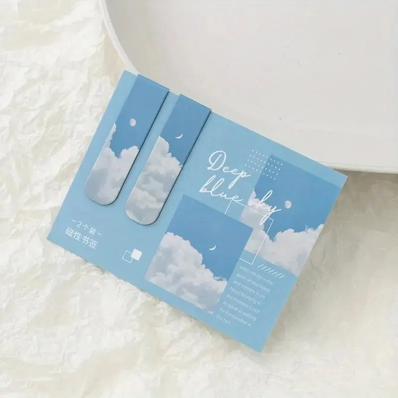 2pcs Forest Landscape Magnetic Bookmark For Pages Books Readers close-up view