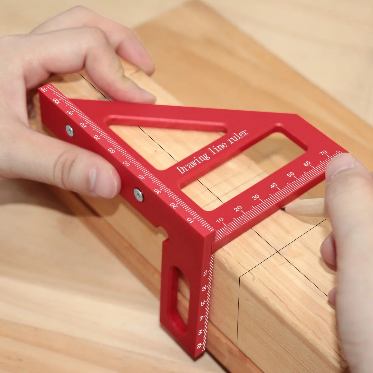 45°/90° Multi-Angle Plastic Style Ruler Woodworking Square & Protractor Precision Measuring Tool for Carpentry Drawing Line Tool