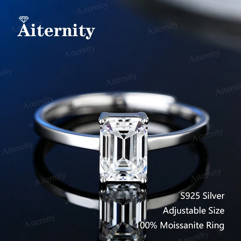 0.5-2CT Pear/Oval/Radiant Moissanite Rings For Women Real S925 Silver with GRA Certifi close-up view