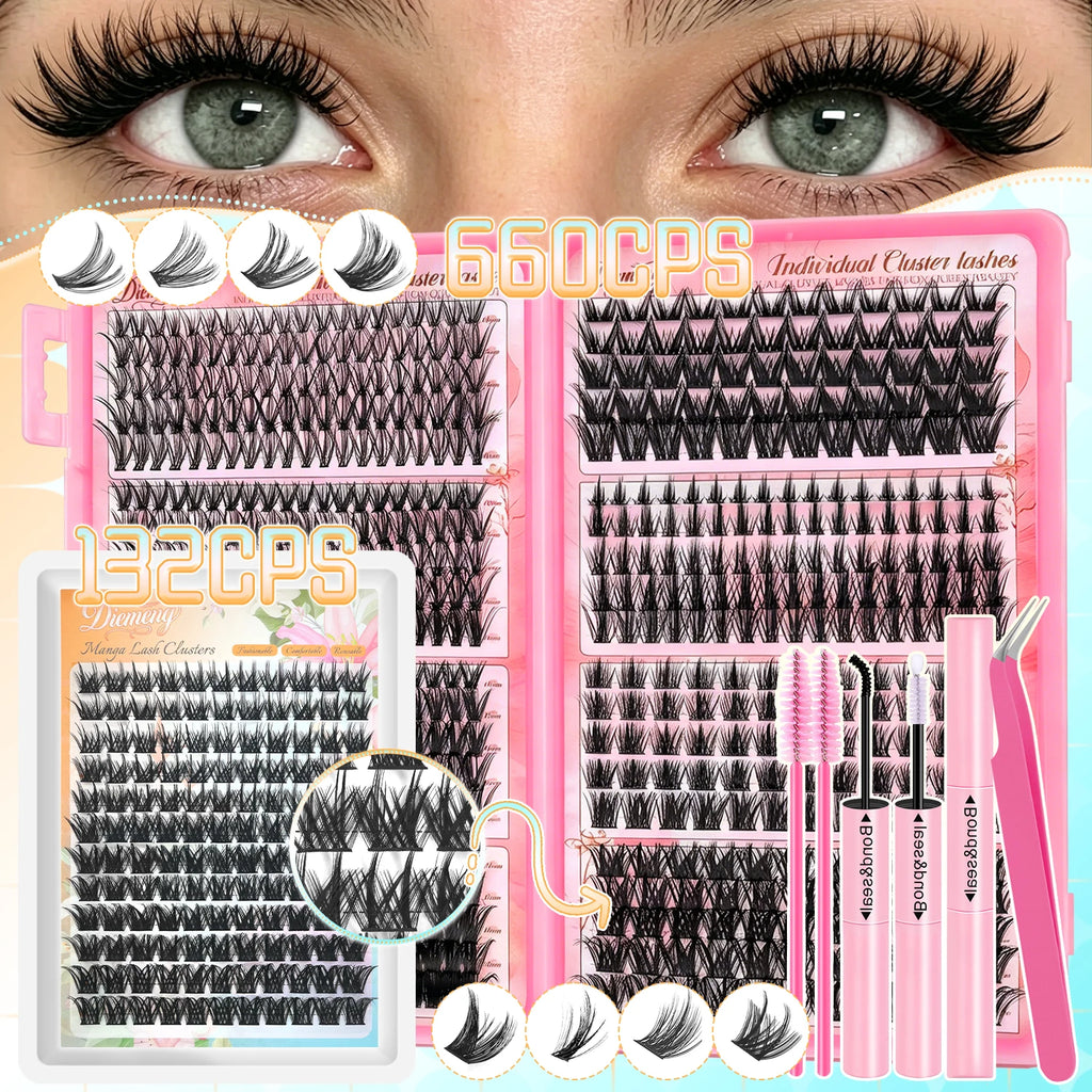 660PCS+132PCS Lash Clusters Kit All-in-One DIY Lash Extension Tools Set for Daily All-in-One DIY Las