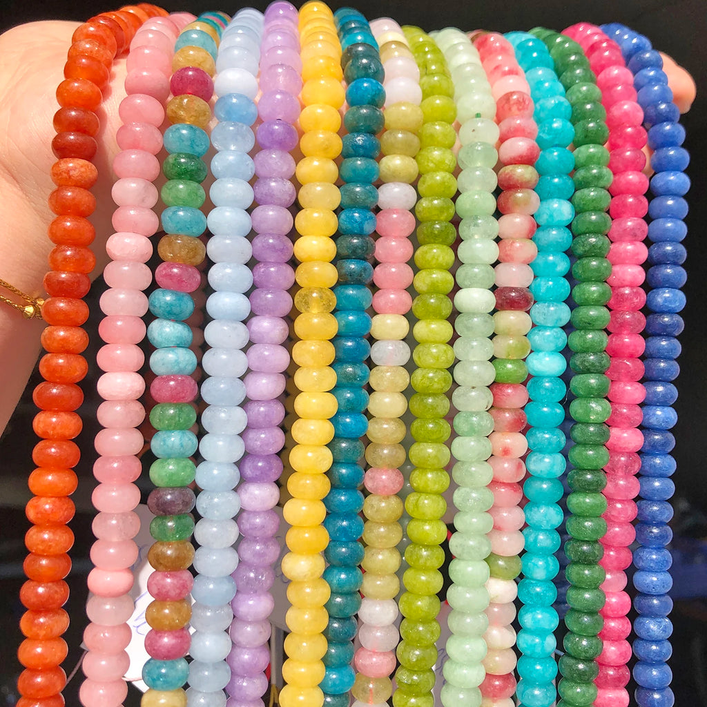 5x8mm Natural Abacus Rondelle Jade Quartz Beads Stone Flat Round DIY Charms Bracelets Loose Beads For Jewelry Making Supplies