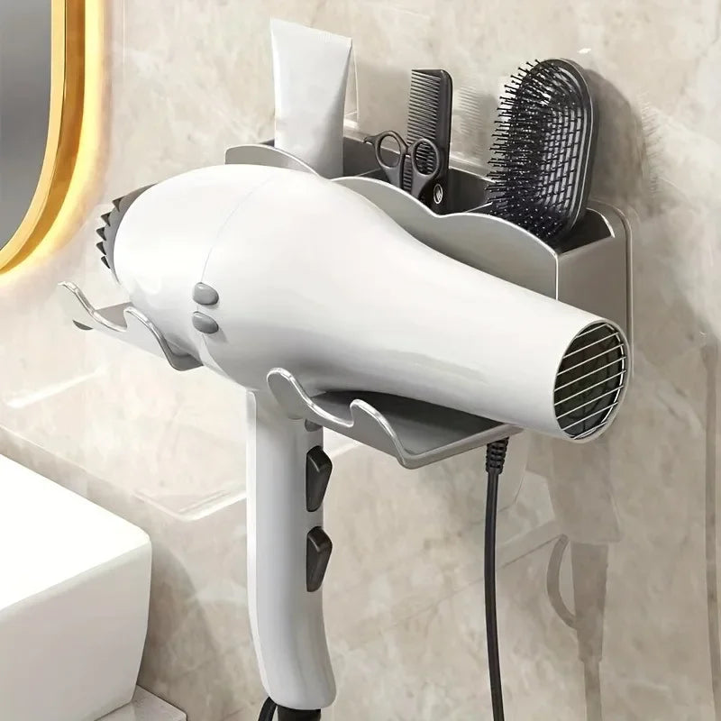 Wall Mounted Hair Dryer Bracket, Non-Perforated Bathroom Rack