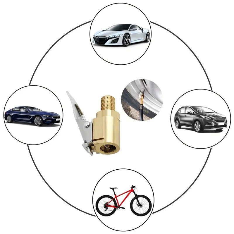 Universal Brass Locking Tyre Air Chuck Adapter Automotive Grade Quick Inflation for Car Motorcycle Bike Accessories