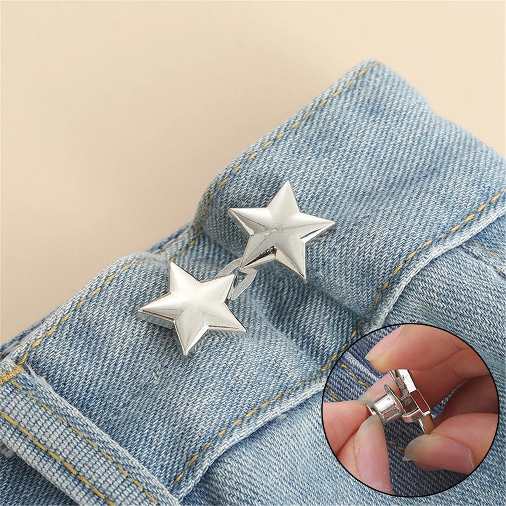 1 Pair Jeans Button Adjustable Clips for Pant Skirts Waist Tightener Buckle Snap Button detail view