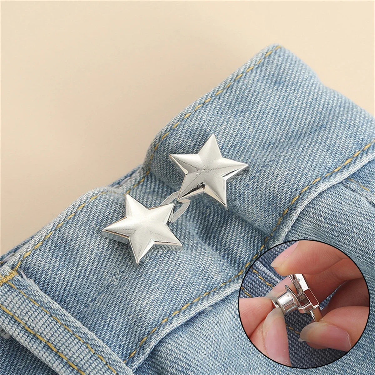 1 Pair Jeans Button Adjustable Clips for Pant Skirts Waist Tightener Buckle Snap Button detail view