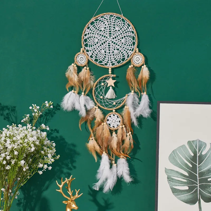5-Piece Large Dream Catcher Moon and Sun Bohemian Wall Decoration