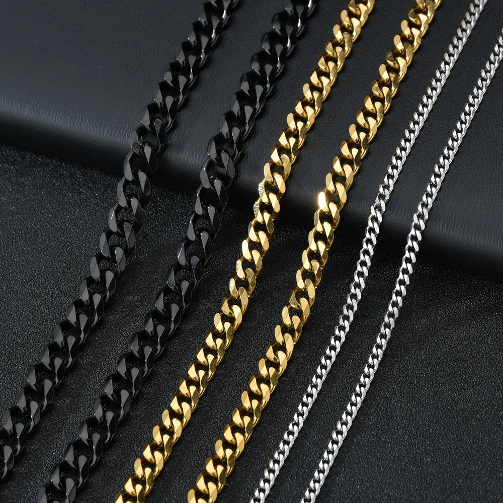 Stainless Steel Cuban Link Chain Necklace 3mm 5mm 7mm alternate view