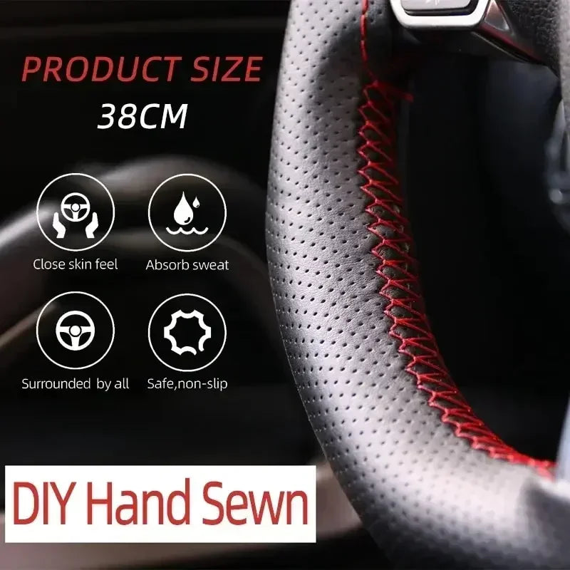 Steering Wheel Cover, Artificial Leather, 2 Color, 38 Size lifestyle view