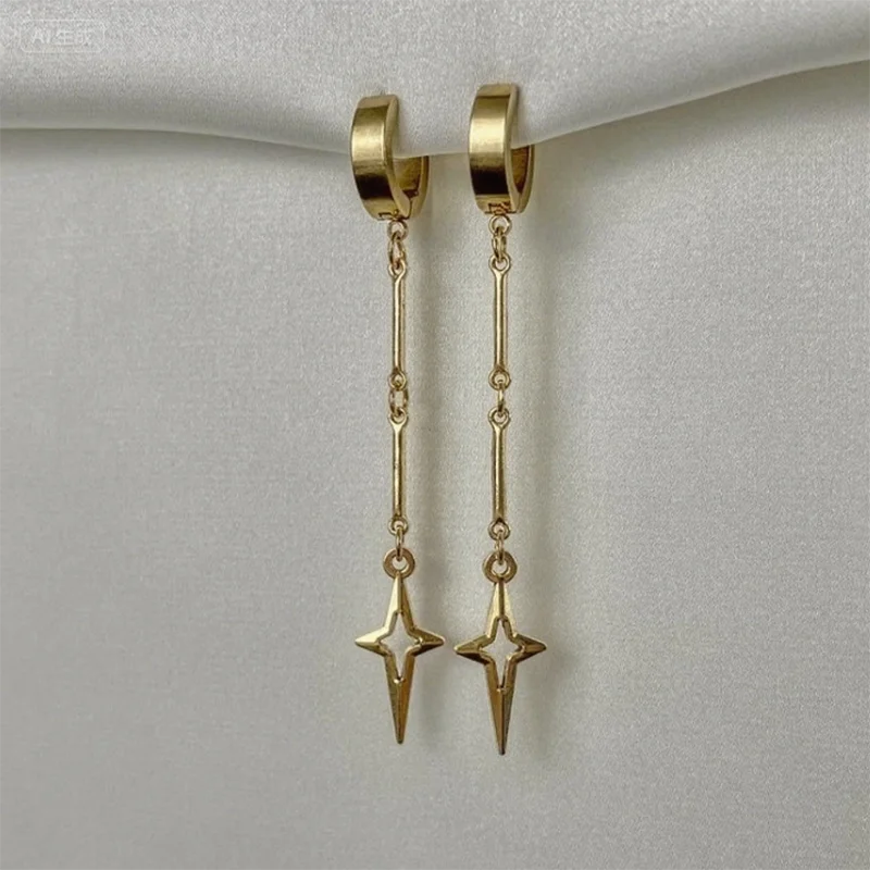 Gothic Cross Star Drop Earrings Zinc Alloy Punk Rivet