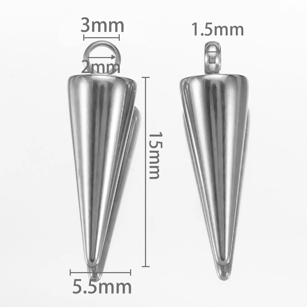 10pcs Stainless Steel Cone Pendants Retro Spike Pendants for DIY Jewelry Making Supplies