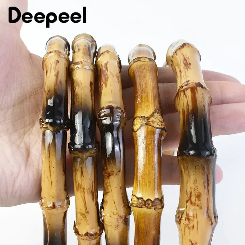 1Pc Deepeel 8/9/12/15cm U-shaped Woman Bag Natural Handles Bamboo Purse Frames Kiss Cl close-up view