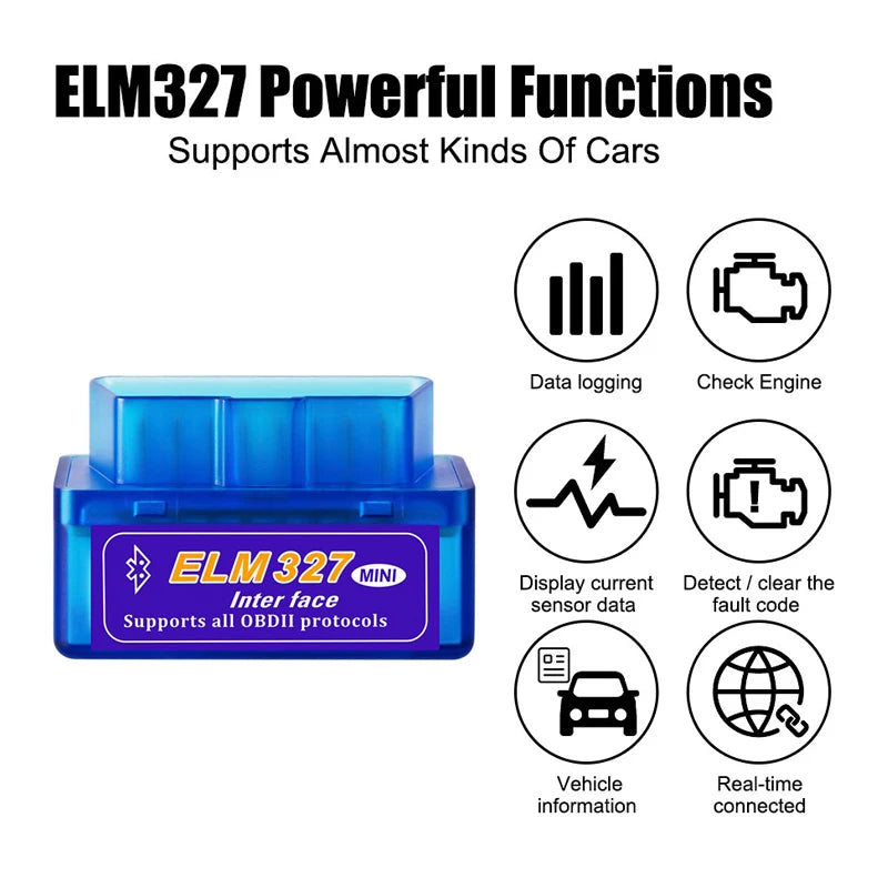 Mini ELM327 V1.5/V2.1 Bluetooth OBD2 Scanner Code Reader Car Diagnostic Tools Check E alternate view