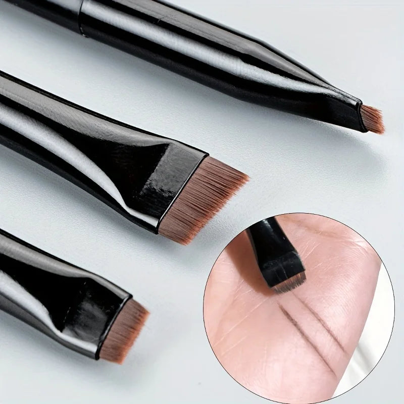 3pcs Blade Eyeliner Brush Set, Fine Oblique Head Eyebrow & Eye Shadow Brush detail view