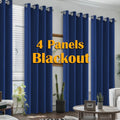 4PCS Blackout Curtains Grommet Top For Bedroom