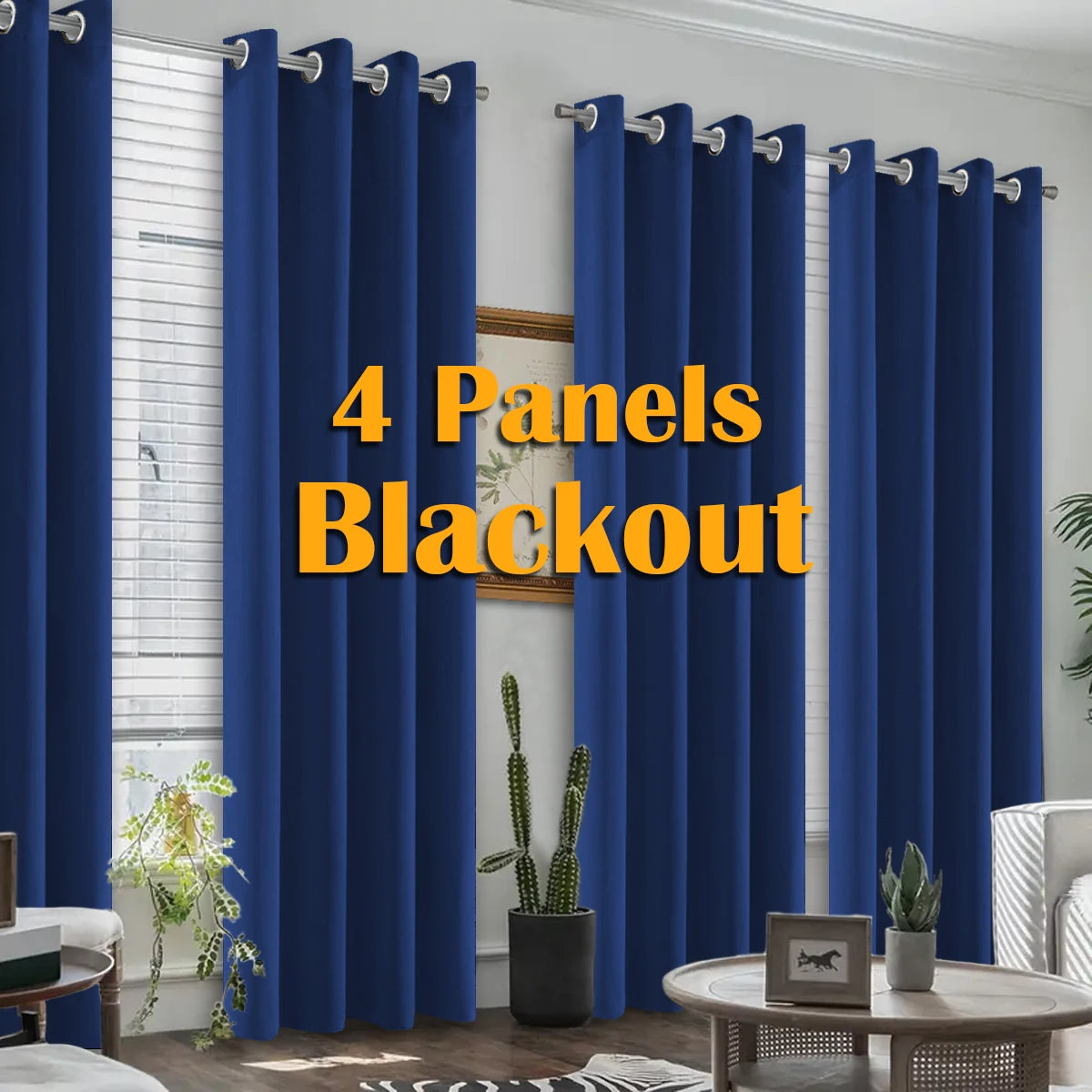 4PCS Blackout Curtains Grommet Top For Bedroom