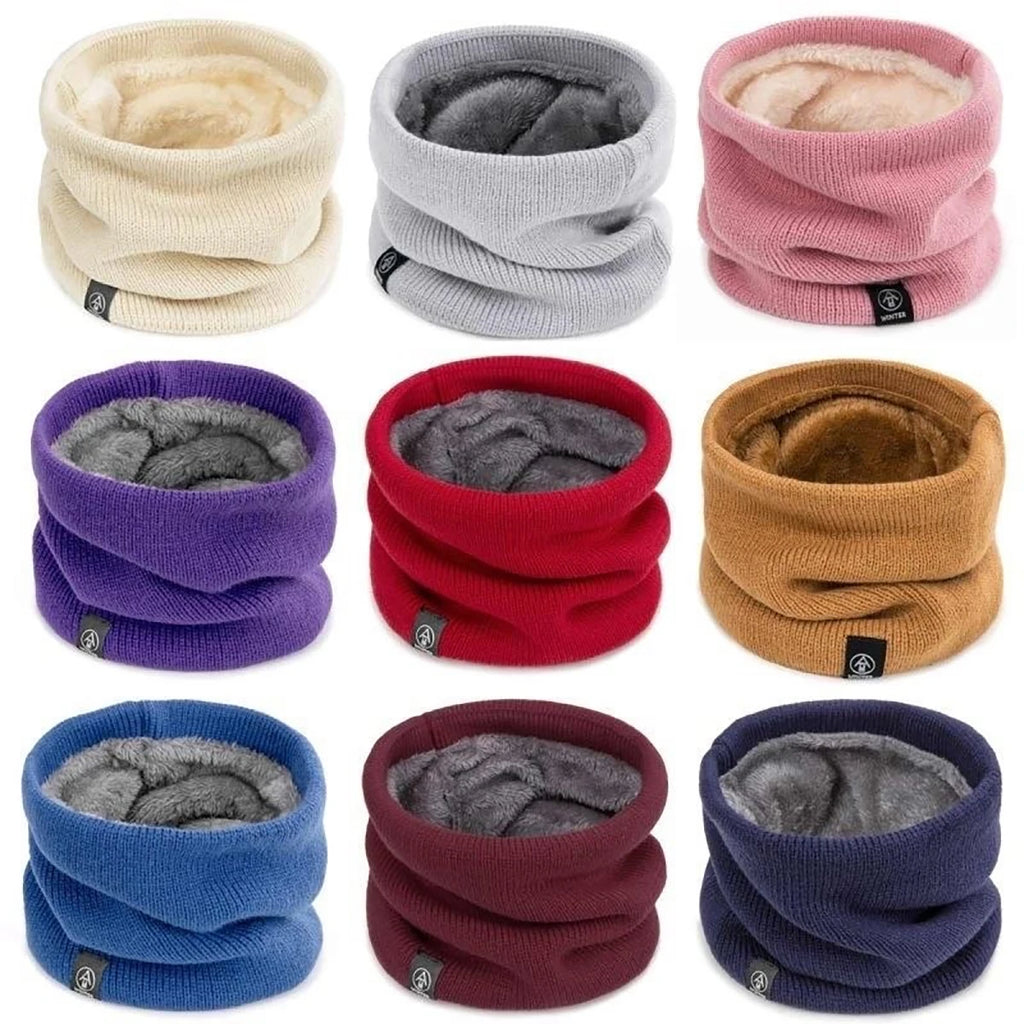 Knitted Winter Neck Gaiter Tube Scarf Hat Polyester
