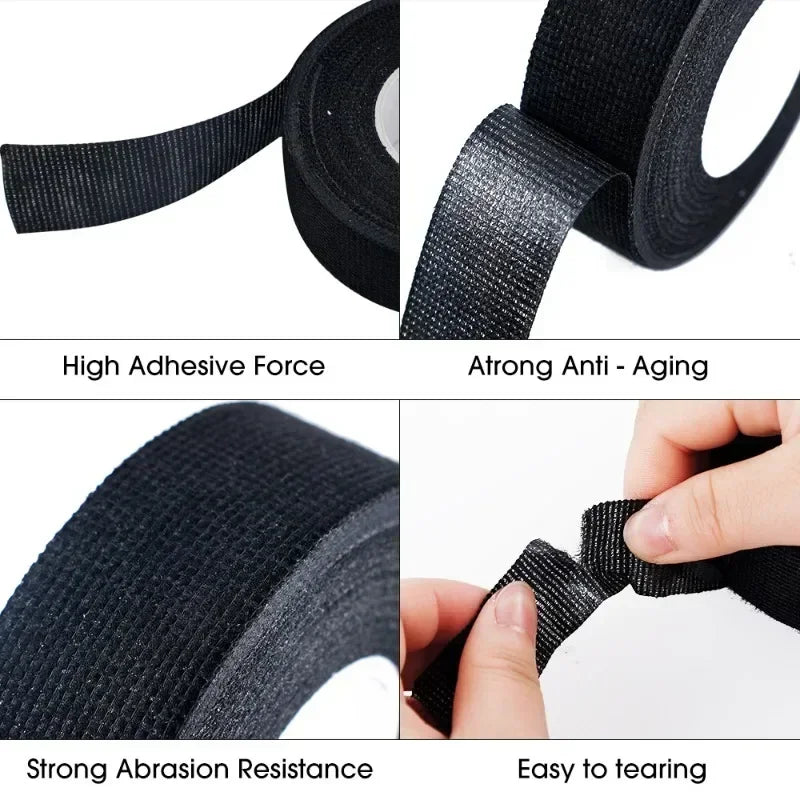 Heat-Resistant Wear-Resistant Car Electrical Tape - Waterproof Soundproof Fabric Tape for Long-Lasting Wire Protection