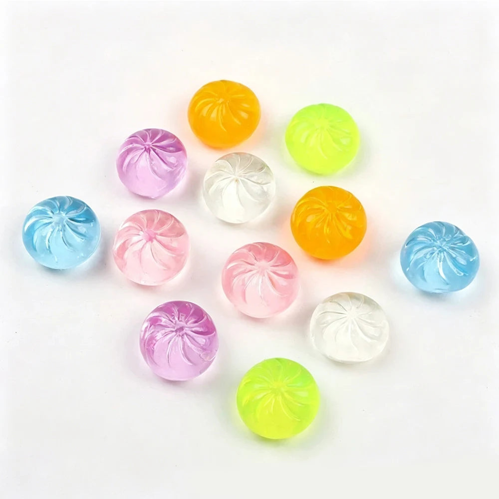 5Pcs Mini Dumplings with Steamer Bun Squeezable Toys Set Soft Stress Relief Crystal Sq close-up view